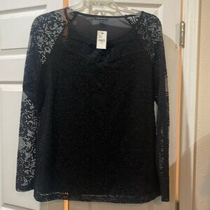 Lane Bryant, black lace long sleeve with lining